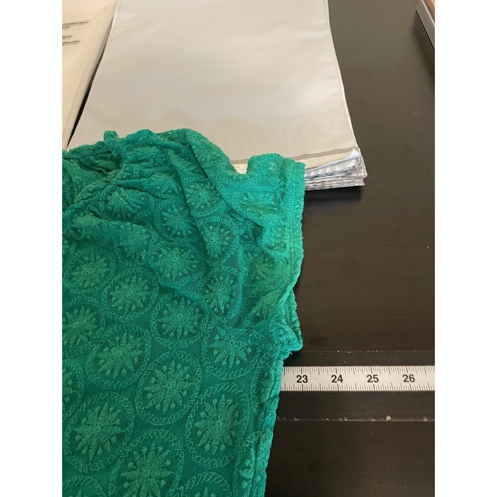 Chicos Top Womens Size 3 US XL Green Sheer Lace Embroidered Tassel Tunic Fairy - Picture 5 of 7